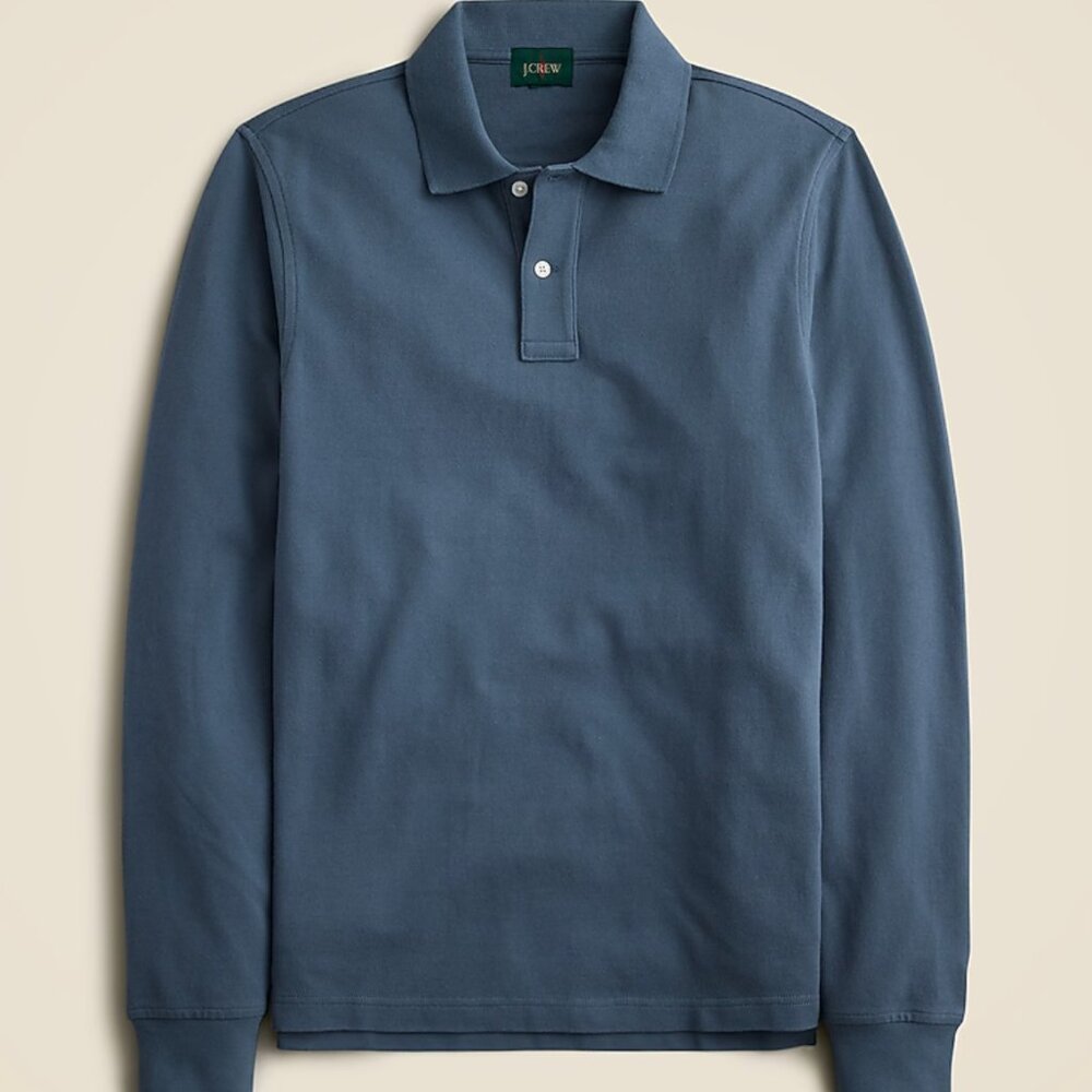 J.Crew Long-sleeve washed piqué polo shirt